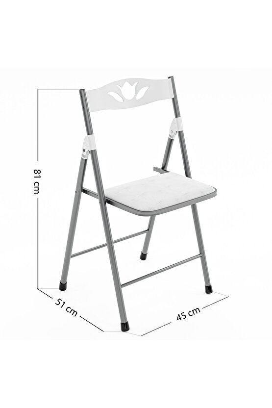 Katlanır Sandalye Mutfak Sandalyesi Beyaz 1046