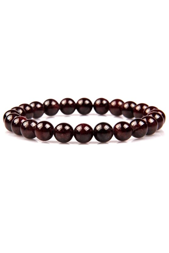 Garnet - Lal Doğal Taş Bileklik 8 Mm Küre Kesim