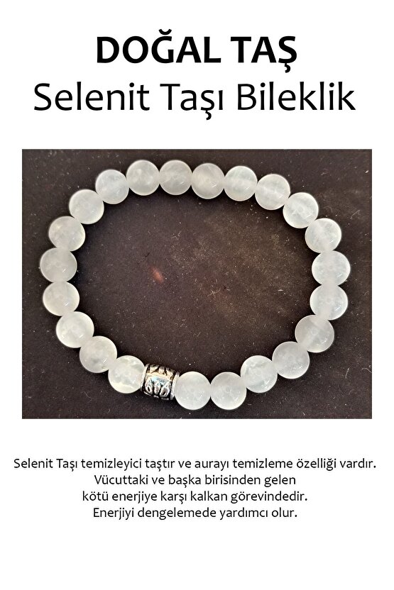 Hakiki Doğal Taş Bileklik - Selenit Taşı (selenite)