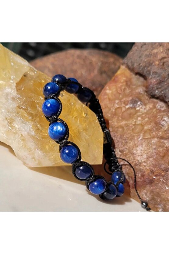 Lapis Lazuli (kaygı Korku Şifalanma) Makrome Örgü Doğal Taş Bileklik