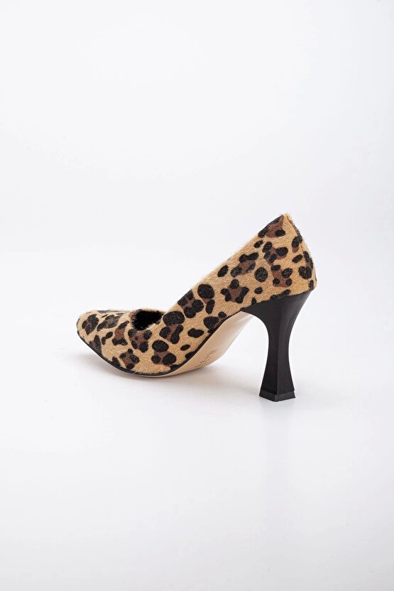 Leopar Desenli Stiletto Kadeh Topuklu