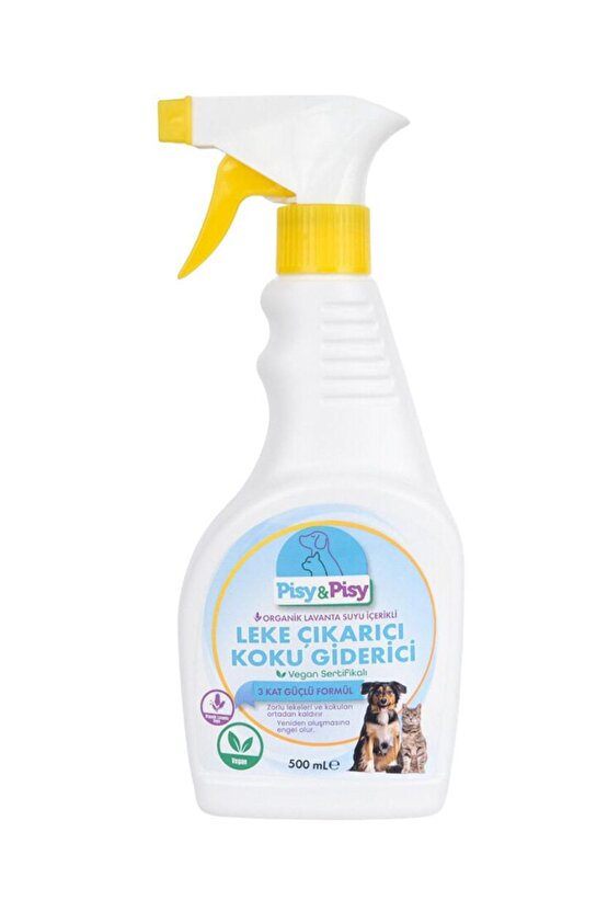 Pisy&Pisy Evcil Hayvan Kedi Köpek Leke ve Koku Giderici Vegan Organik Lavanta Kokulu Sprey 500ml