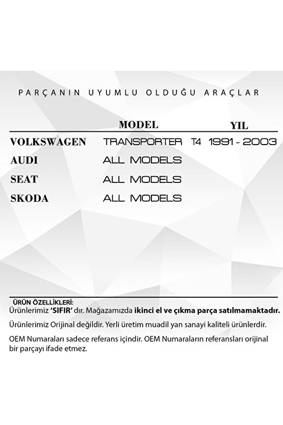 Audi, Seat, Skoda, Transporter T4 Için Viraj Demir Lastiği