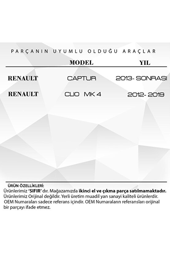 Renault Clio 4, Captur Için Radyatör Pimi