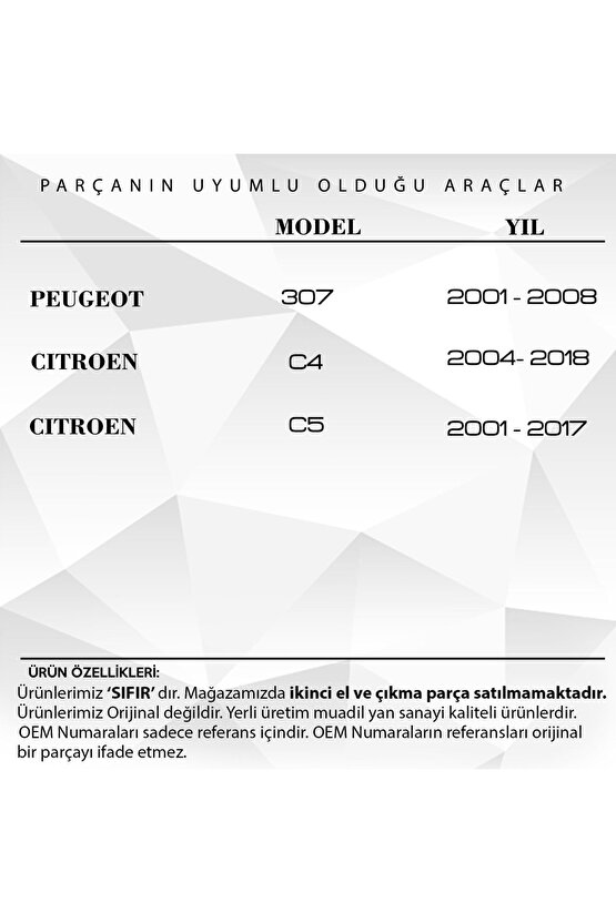 Peugeot 207, 307 Citroen C4 C5 Için Cam Düğme Kapağı