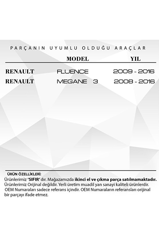 Renault Fluence, Megane 3 Için Torpido Mandalı Yaylı-siyah