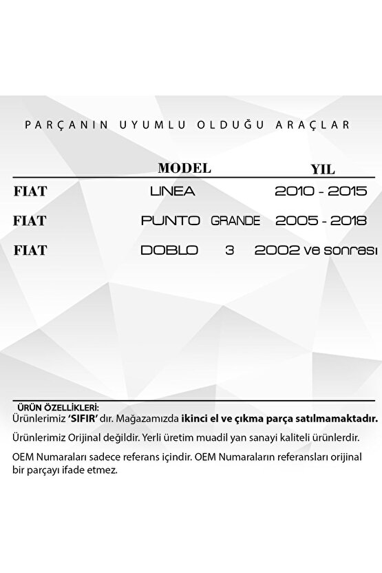 Fiat Linea,punto Grande,doblo 3 Için Orta Sol Kalorifer Difüzörü