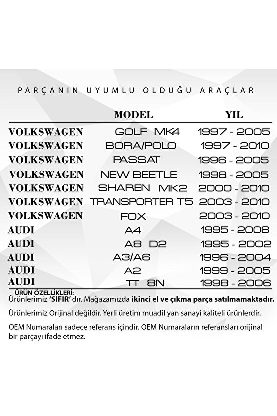 Volkswagen, Audi, Skoda, Seat, Için Kontak Şaftı