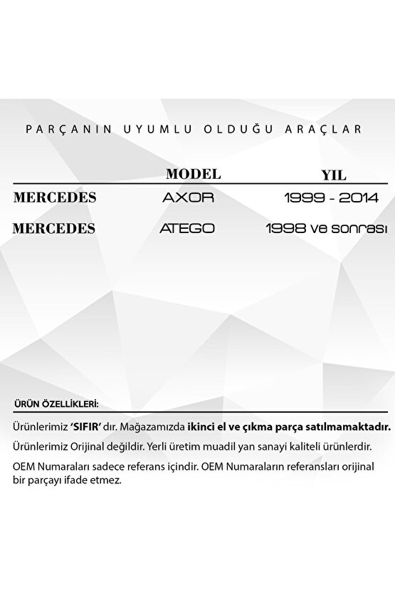 Mercedes Axor, Atego Için Kapı Iç Açma Teli-sol (çap3.95mm)