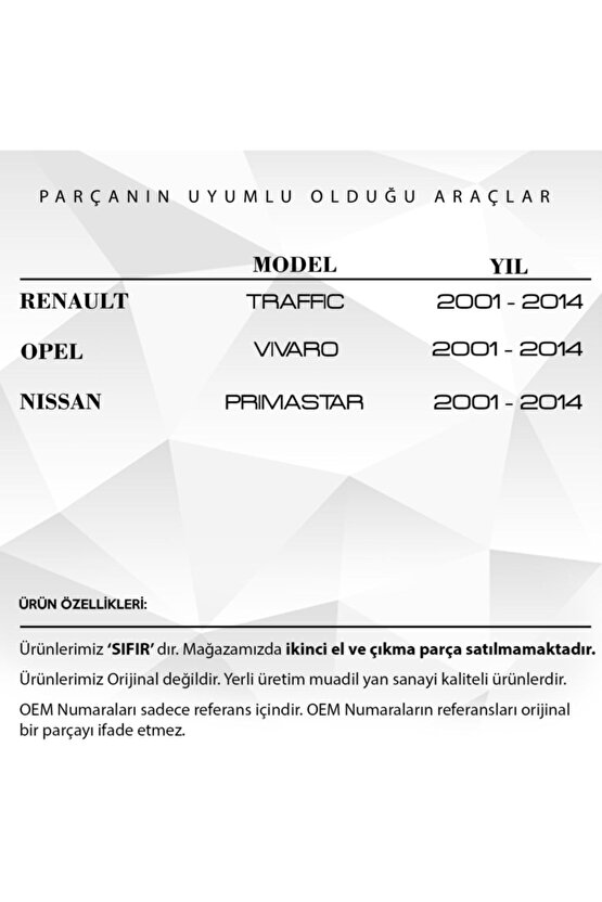 Renault Traffic,opel Vivaro,nissan Için Kontak Tamir Yayı