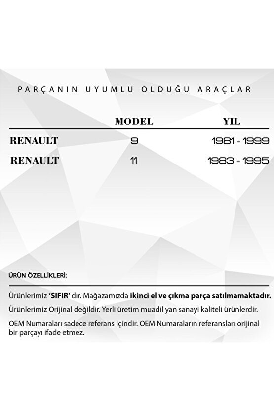 Renault 9,11 Için Cam Su Fıskiye Memesi Sağ-sol Set