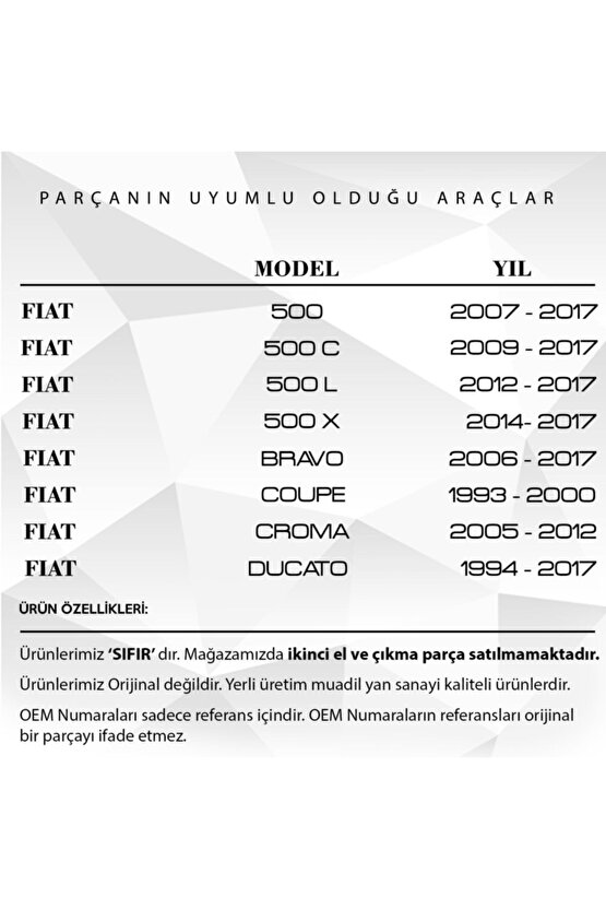 Fiat 500, Ducato, Linea, Punto, Tipo Için 3lü Su Fıskiye Valfi