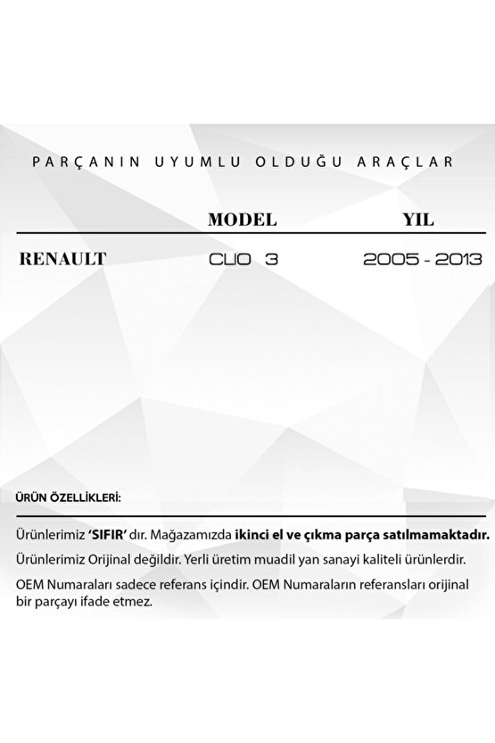 Renault Clio 3 Için Bagaj Raf Askı Ipi 2li