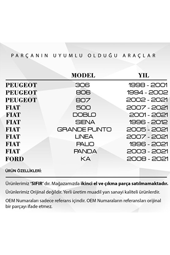 Ka, Fiat, Peugeot Için Radyatör Yedek Su Depo Kapağı 1.4 Bar