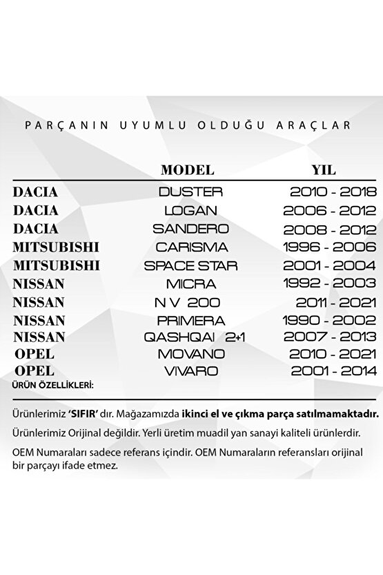 Dacia, Mitsubishi, Nissan, Opel Için Radyatör Depo Kapağı