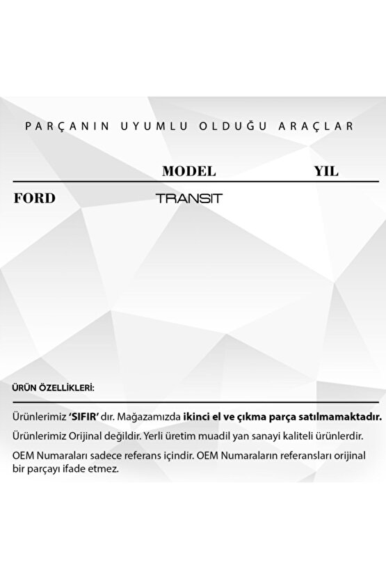 Transit Için Sürgülü Kapı Kilit Karşılığı - Sağ -