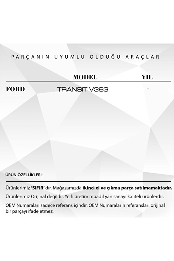 Transit V363 Için Sürgülü Kapı Ray Stop Kapağı