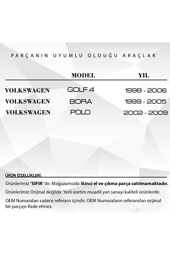 Volkswagen Golf 4, Bora, Polo Için Motor Muhafaza Tapası