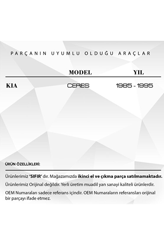 Kia Ceres Için Fren Debriyaj Pedal Lastiği 2 Adet