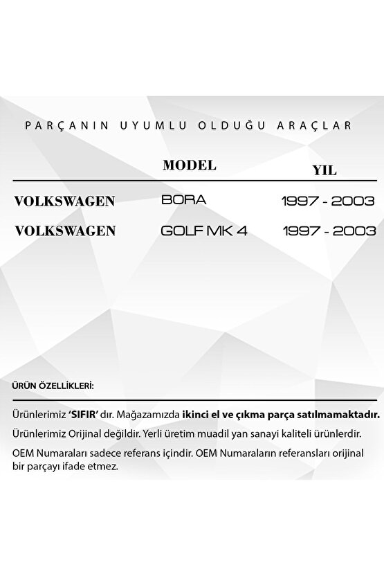 Volkswagen Golf 4 Için Sağ Ön Kapı Cam Tamir Takımı