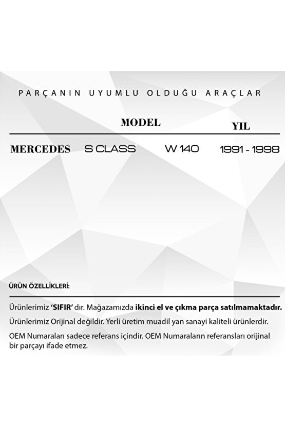 Mercedes S Class W140 Için   Uyumlu Silecek Motor Dişlisi