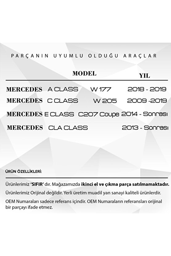 Mercedes Cla Class (2013 Ve Sonrası) Için Sunroof Tamir Takımı