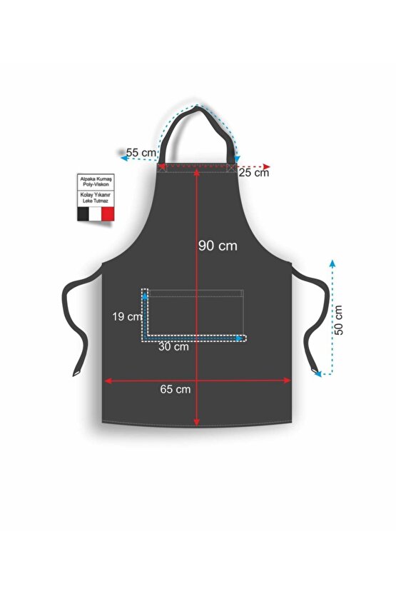 Mutfak Önlüğü Siyah Renk Cepli Önlük Chef Önlüğü Unisex