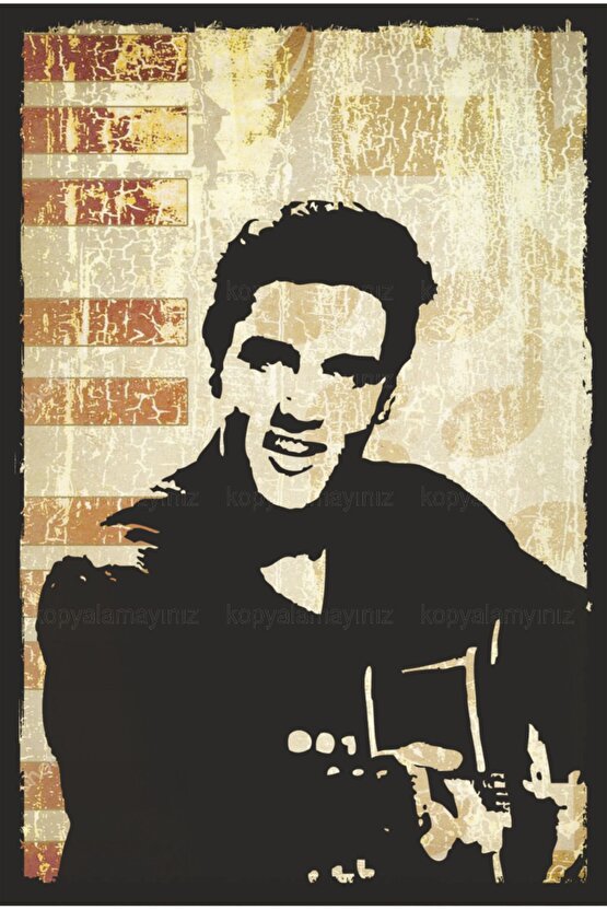 rock and roll müzik elvis presley ev dekorasyon tablo retro ahşap poster