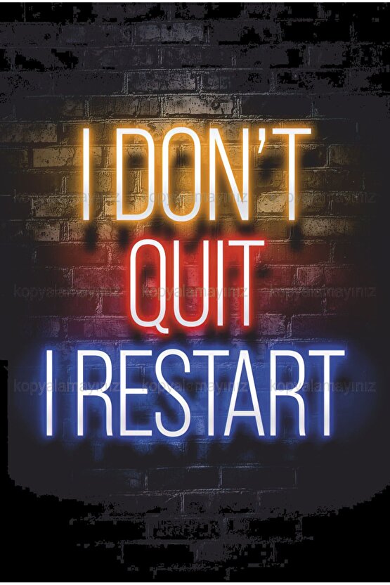 i dont quit i restart gamer pc mobil konsol oyun tablo retro ahşap poster