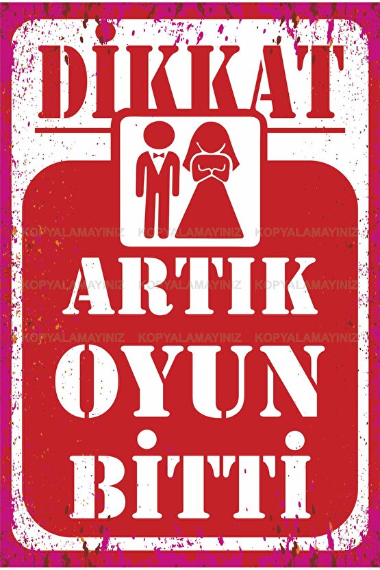 gelin damat düğün evlilik hediyelik komik sözler oyun bitti ev dekorasyon tablo retro ahşap poster