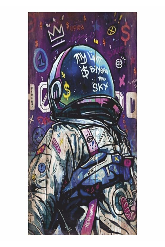 bilim uzay astronot pop art ev dekorasyon tablo mini retro ahşap poster