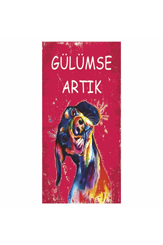 gülümse evcil hayvan köpek sevgi motivasyon sözleri ev dekorasyon tablo mini retro ahşap poster