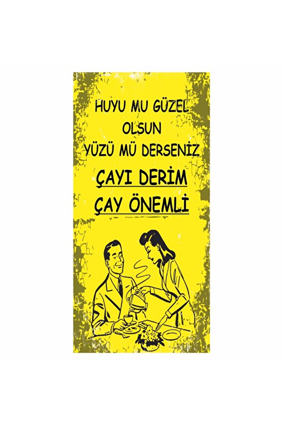 güzel çay sözleri ev mutfak dekorasyon tablo mini retro ahşap poster