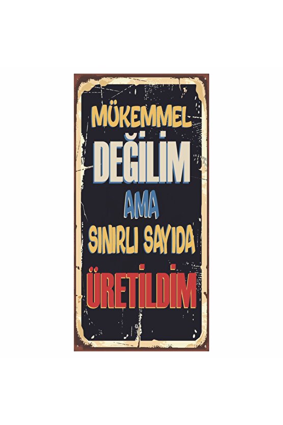 mükemmel değilim ama sınırlı sayıda üretildim duvar yazıları komik sözler mini retro ahşap poster