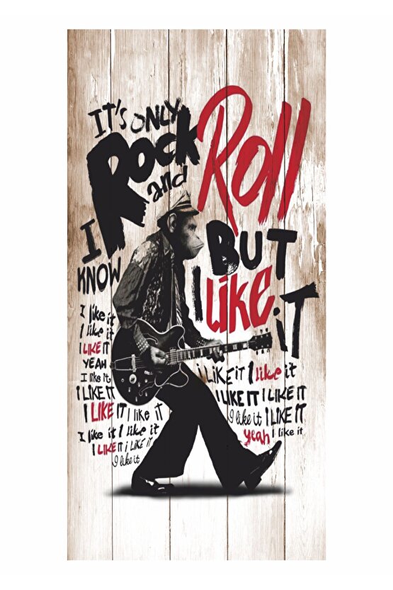 rock and roll gitar çalan komik maymun müzik ev dekorasyon tablo mini retro ahşap poster