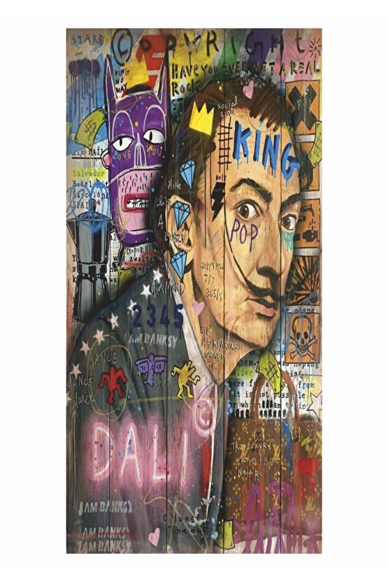 salvador dali pop art ev dekorayon tablo mini retro ahşap poster