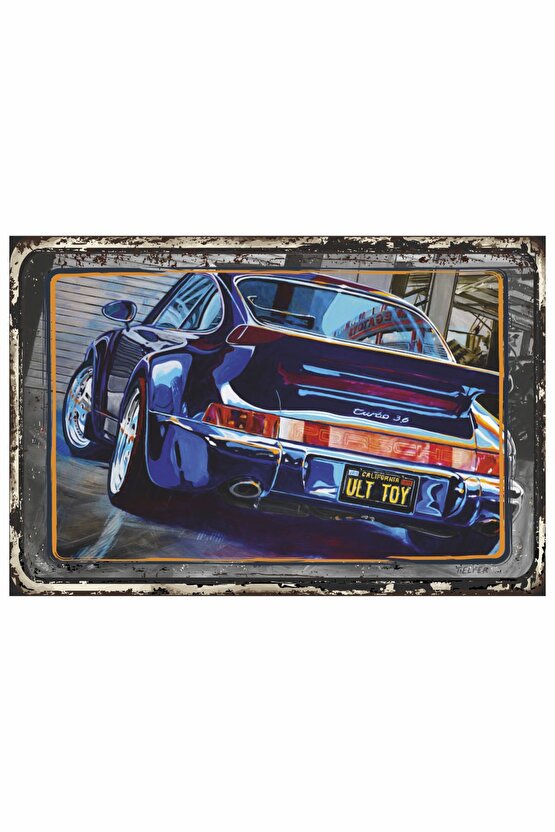 Ultimate Toy 964 Porsche klasik nostaljik arabalar retro ahşap poster