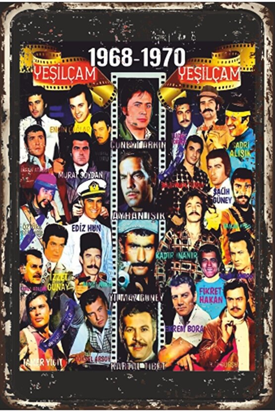 1968-1970 Yeşilçam Erkek Oyuncular Retro Ahşap Poster