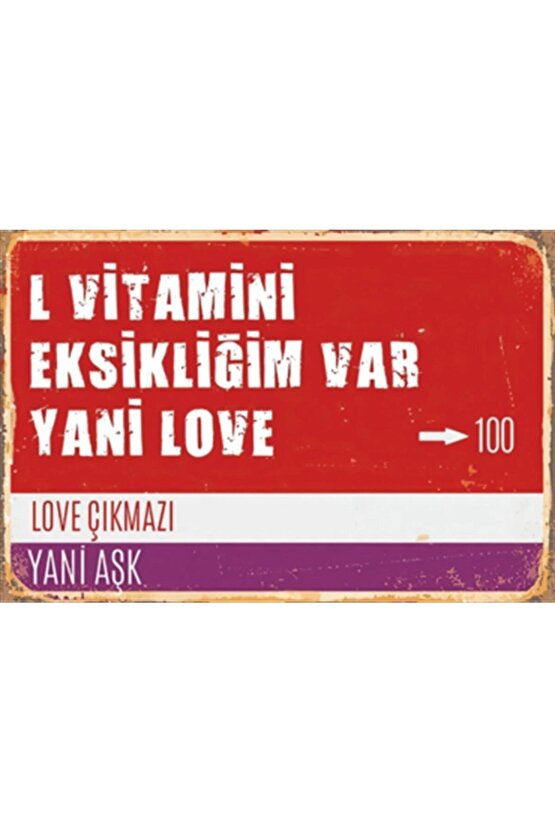 Love Çıkmazı Sokak Tabelası Retro Ahşap Poster