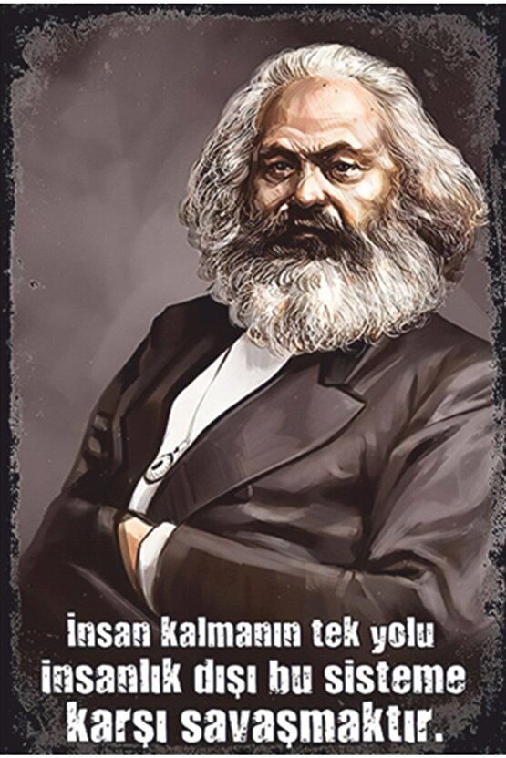 Karl Marks Retro Ahşap Poster