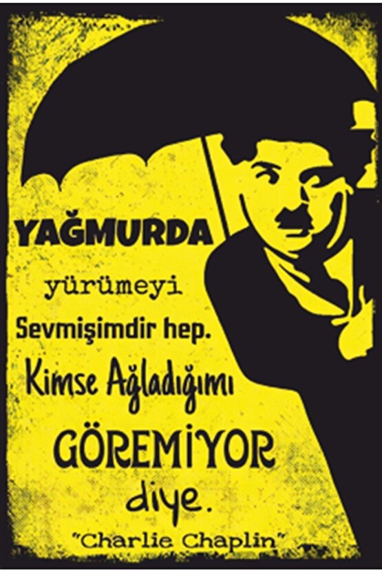 Charlie Chaplin Sözleri Retro Ahşap Poster