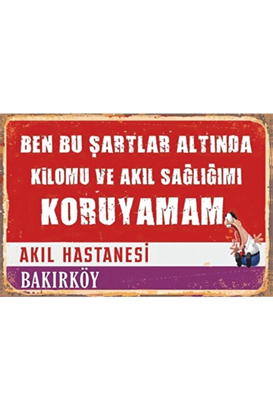 Akıl Hastanesi Bakırköy Sokak Tabelası Retro Ahşap Poster