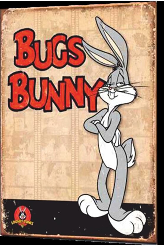 bugs bunny çizgi film çocuk odası mini retro ahşap poster