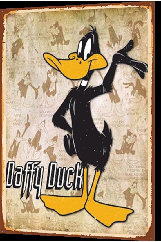 Daffy Duck Çizgi Film Retro Ahşap Poster