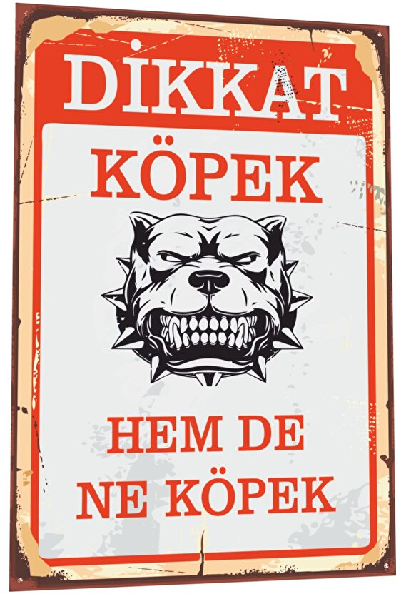 Dikkat Köpek Var Uyarı Levhası Tabela Tarz Retro Ahşap Poster 815