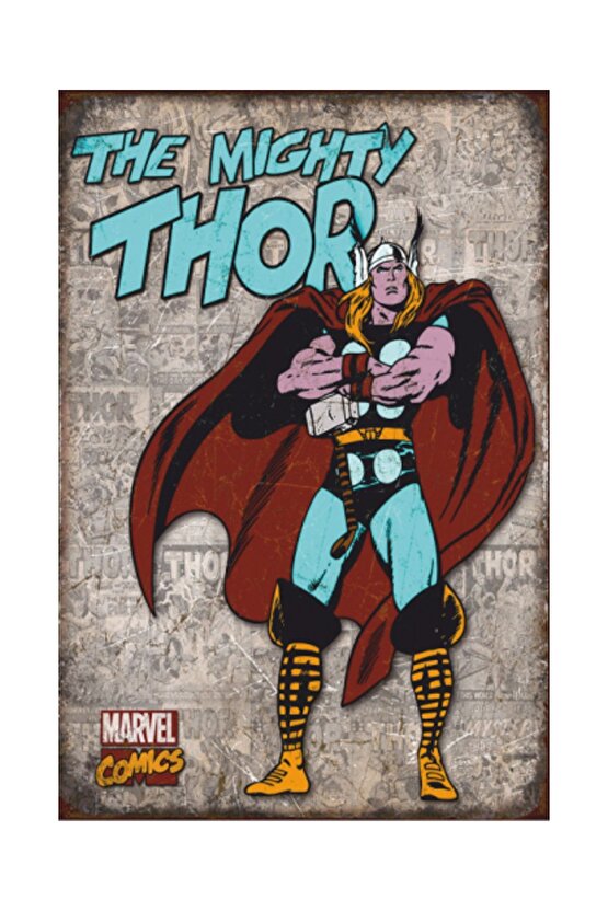 Thor Marvel Retro Ahşap Poster