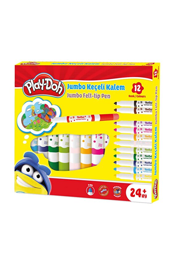 Play-doh 12 Renk Jumbo Keçeli Kalem 6 Mm Ke020