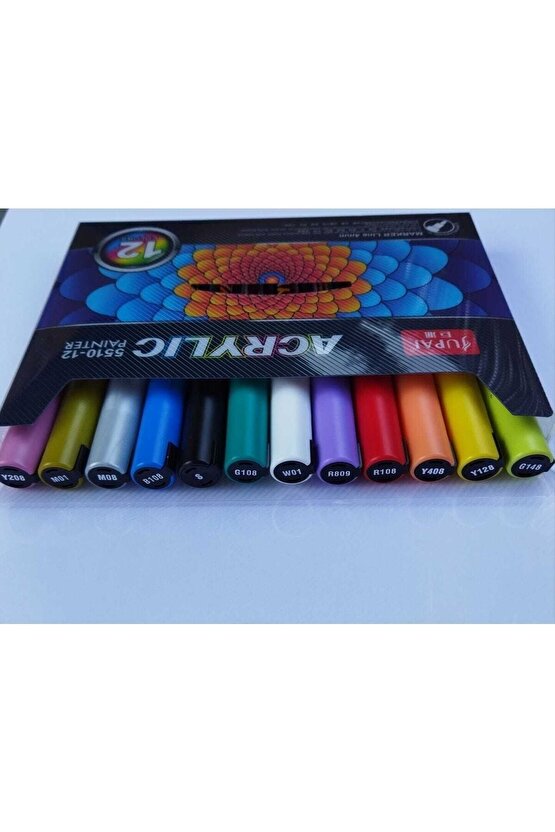 Jupaı Acrylıc 5510-12 Painter 12 Color Marker Line 12 Renk Akrilik Kalem 4 Mm