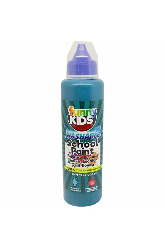 Funny Kids Yıkanabilir Okul Boyası 500ml - 2916 Turkuaz