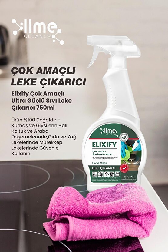 Elixify Çok Amaçlı Ultra Güçlü Sıvı Leke Çıkarıcı 750ml x 3 Adet | Allerjen İçermez